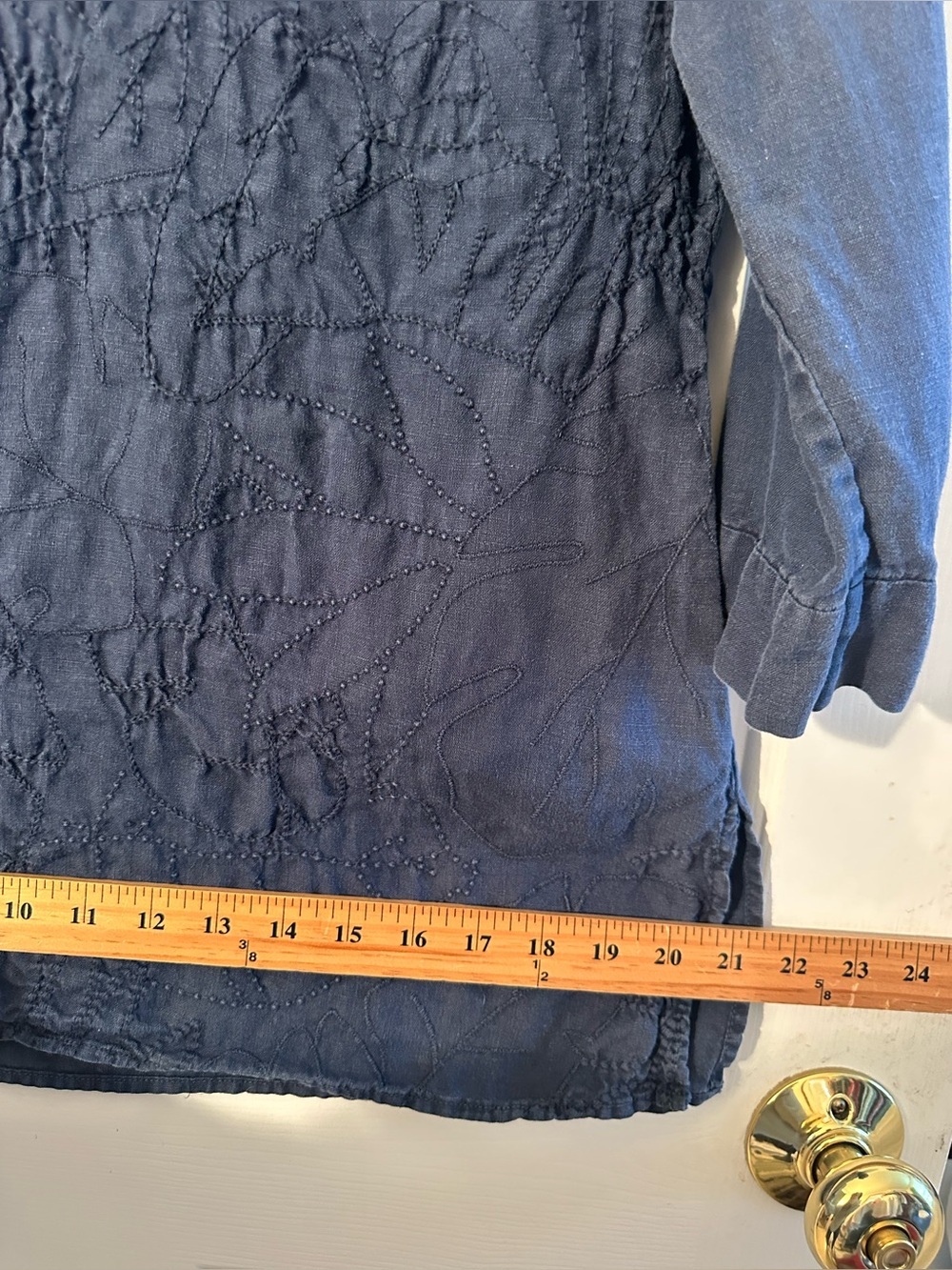 TOMMY BAHAMA Sm 100% LINEN Capsule Preppy Sustainable Embroidered Blue Tunic Top - Picture 9 of 10